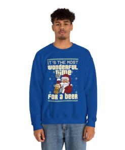 Santa Drinking Beer Ugly Xmas Sweatshirt