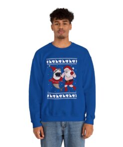 Santa Fighting Shark Ugly Xmas Sweatshirt