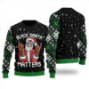 African American Santa Claus Christmas Sweater Black