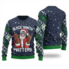 African American Santa Claus Christmas Sweater Navy