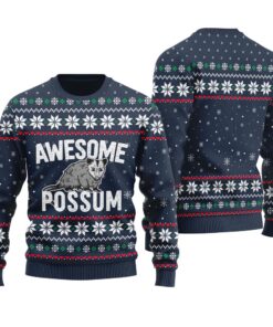 Awesome Possum Christmas Sweater Navy