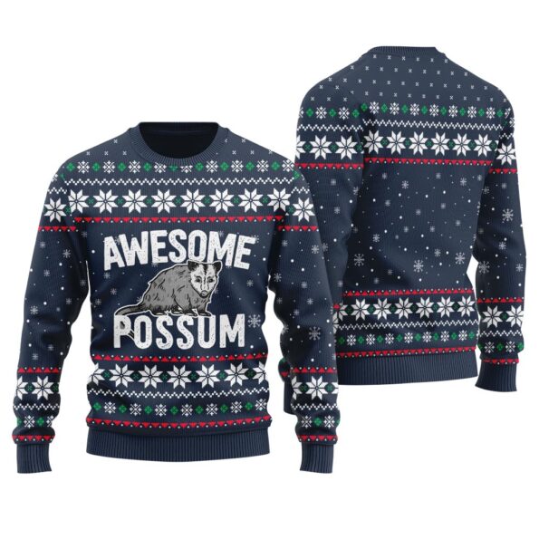 Awesome Possum Christmas Sweater Navy
