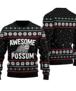 Awesome Possum Ugly Sweater Black
