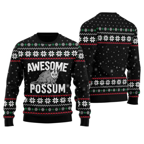 Awesome Possum Ugly Sweater Black