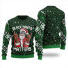 Black Santa Matters Ugly Sweater Forest Green