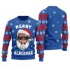 Black Santa Merry Xmas Ugly Christmas Sweater Royal