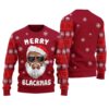 Black Santa Merry Xmas Ugly Sweater Cardinal Red