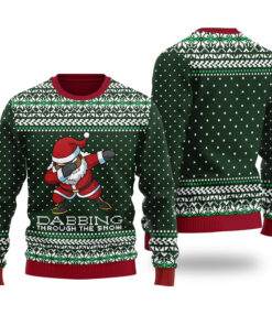 Black Santa Ugly Sweater Forest Green