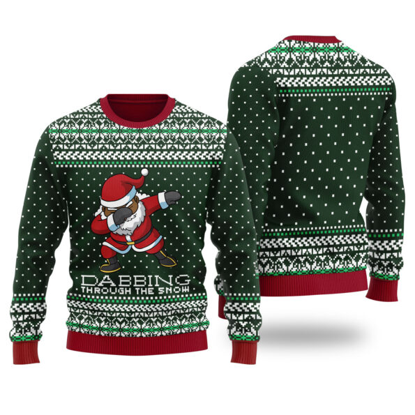 Black Santa Ugly Sweater Forest Green
