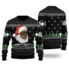 Black Santa Where My Hos At Ugly Christmas Sweater Black