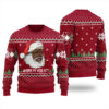 Black Santa Where My Hos At Ugly Sweater Cardinal Red