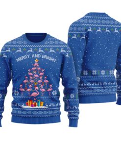 Christmas Tree Flamingo Christmas Sweater Royal
