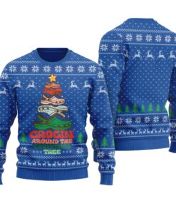 Crocs Around The Christmas Tree Ugly Christmas Sweater Royal