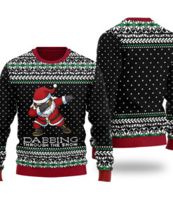 Dabbing Black Santa Ugly Sweater Black