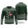 Fa La La Flamingo Christmas Sweater Forest Green