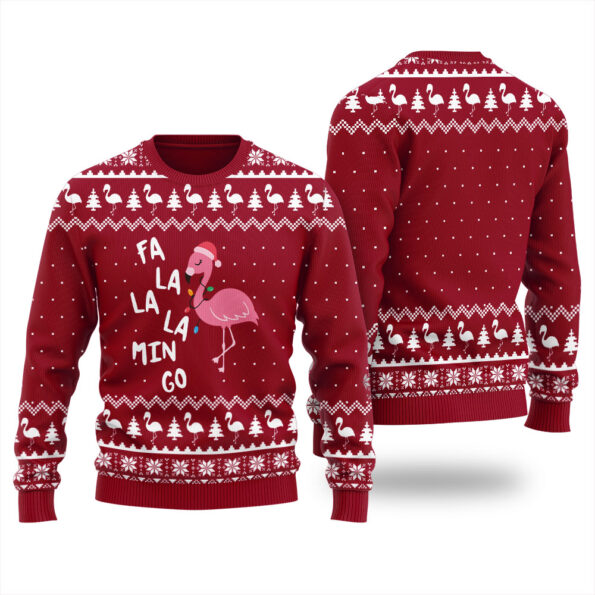 Fa La La Flamingo Ugly Sweater Cardinal Red