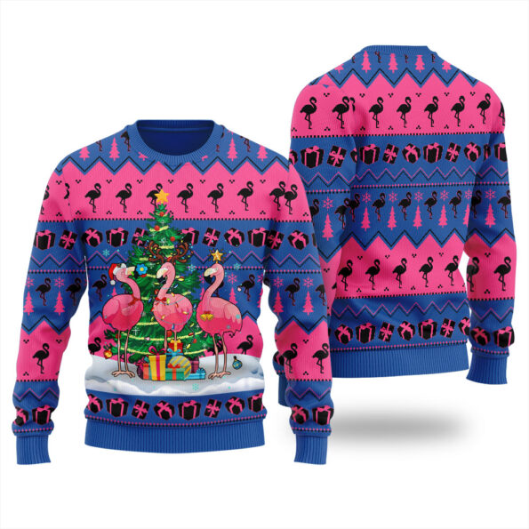 Flamingo Christmas Sweater Royal