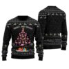 Flamingo Christmas Tree Ugly Christmas Sweater Black