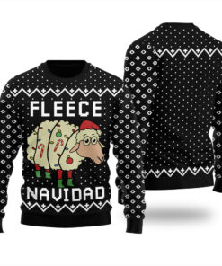 Fleece Navidad Ugly Christmas Sweater Black