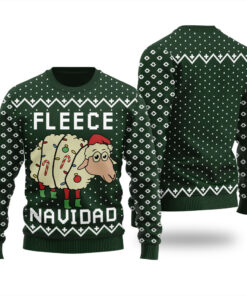 Fleece Navidad Ugly Christmas Sweater Forest Green