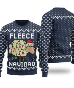 Fleece Navidad Ugly Christmas Sweater Navy
