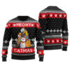 Funny Cat Christmas Tree Ugly Sweater Black