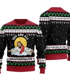 Funny Christian Joke Ugly Christmas Sweater Black