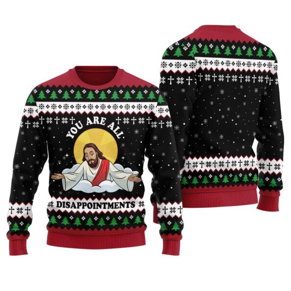 Funny Christian Joke Ugly Christmas Sweater Black