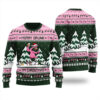 Funny Drunk Flamingo Christmas Sweater Forest Green