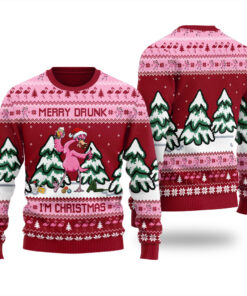 Funny Drunk Flamingo Ugly Sweater Cardinal Red