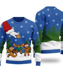 Funny Gingerbread Snap Christmas Sweater Royal