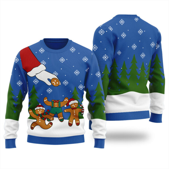 Funny Gingerbread Snap Christmas Sweater Royal