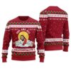 Funny Jesus Joke Ugly Christmas Sweater Cardinal Red
