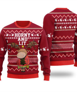 Funny Moose Ugly Christmas Sweater Cardinal Red