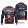 Funny Moose Ugly Christmas Sweater Navy