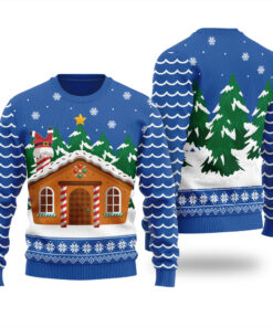Gingerbread House Christmas Sweater Royal