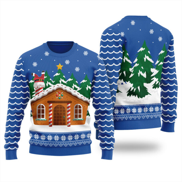 Gingerbread House Christmas Sweater Royal