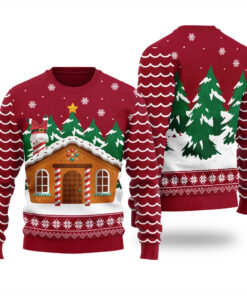 Gingerbread House Ugly Christmas Sweater Cardinal Red