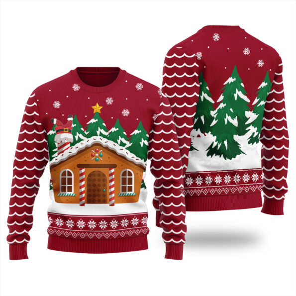 Gingerbread House Ugly Christmas Sweater Cardinal Red