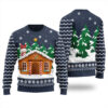 Gingerbread House Ugly Christmas Sweater Navy