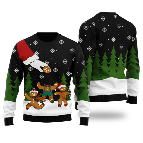 Gingerbread Oh Snap Christmas Sweater Black