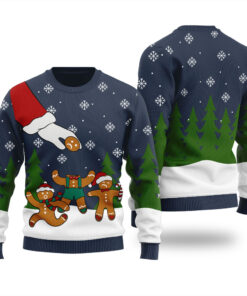 Gingerbread Oh Snap Ugly Christmas Sweater Navy