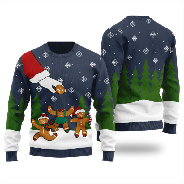 Gingerbread Oh Snap Ugly Christmas Sweater Navy