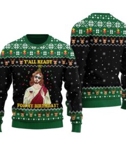 Happy Birthday Jesus Christmas Sweater Black