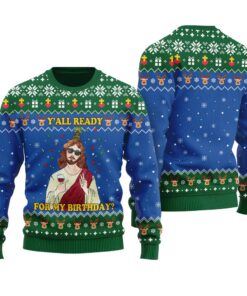 Happy Birthday Jesus Ugly Christmas Sweater Royal