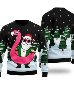 Hawaiian Santa Christmas Sweater Black