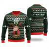 Horn And Lit Moose Ugly Christmas Sweater Forest Green