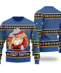 Howdy Santa Retro Christmas Sweater Royal