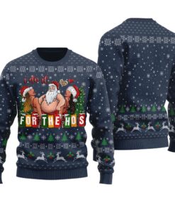 I Do It For The Hos Santa Ugly Christmas Sweater Navy
