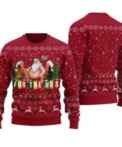 I Do It For The Hos Santa Ugly Sweater Cardinal Red